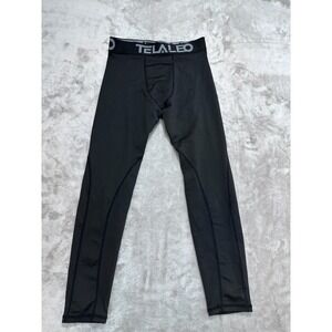 TELALEO Youth Compression Tights Pants Boys Size Medium Black BJJ Jiu Jitsu EUC